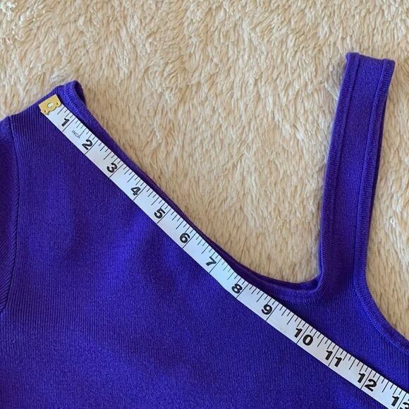 Purple tank top| asymmetrical one long sleeve - Picture 14 of 16